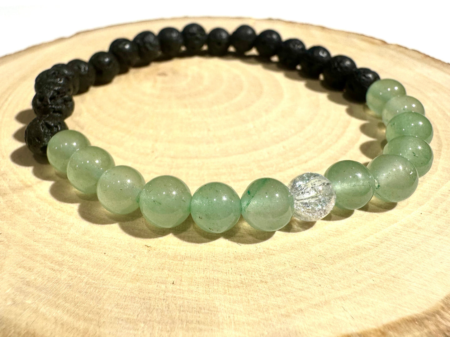 Dámsky náramok z minerálov Zelený Avanturín a Lávový kameň, Krištáľ-Bracelets-DIARA.sk-DIARA.sk
