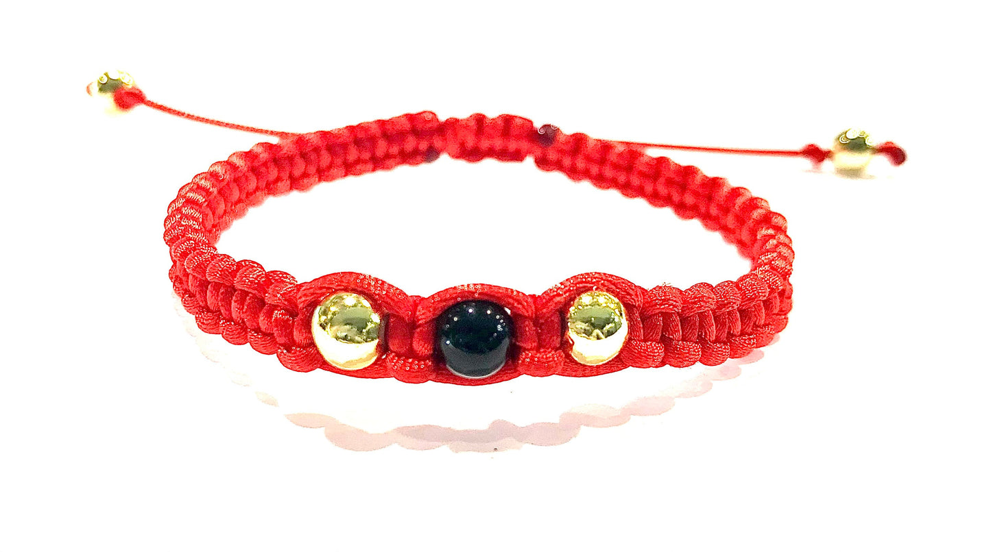 Dámsky pletený šnúrkový náramok s korálkami červený-Bracelets-DIARA-DIARA.sk