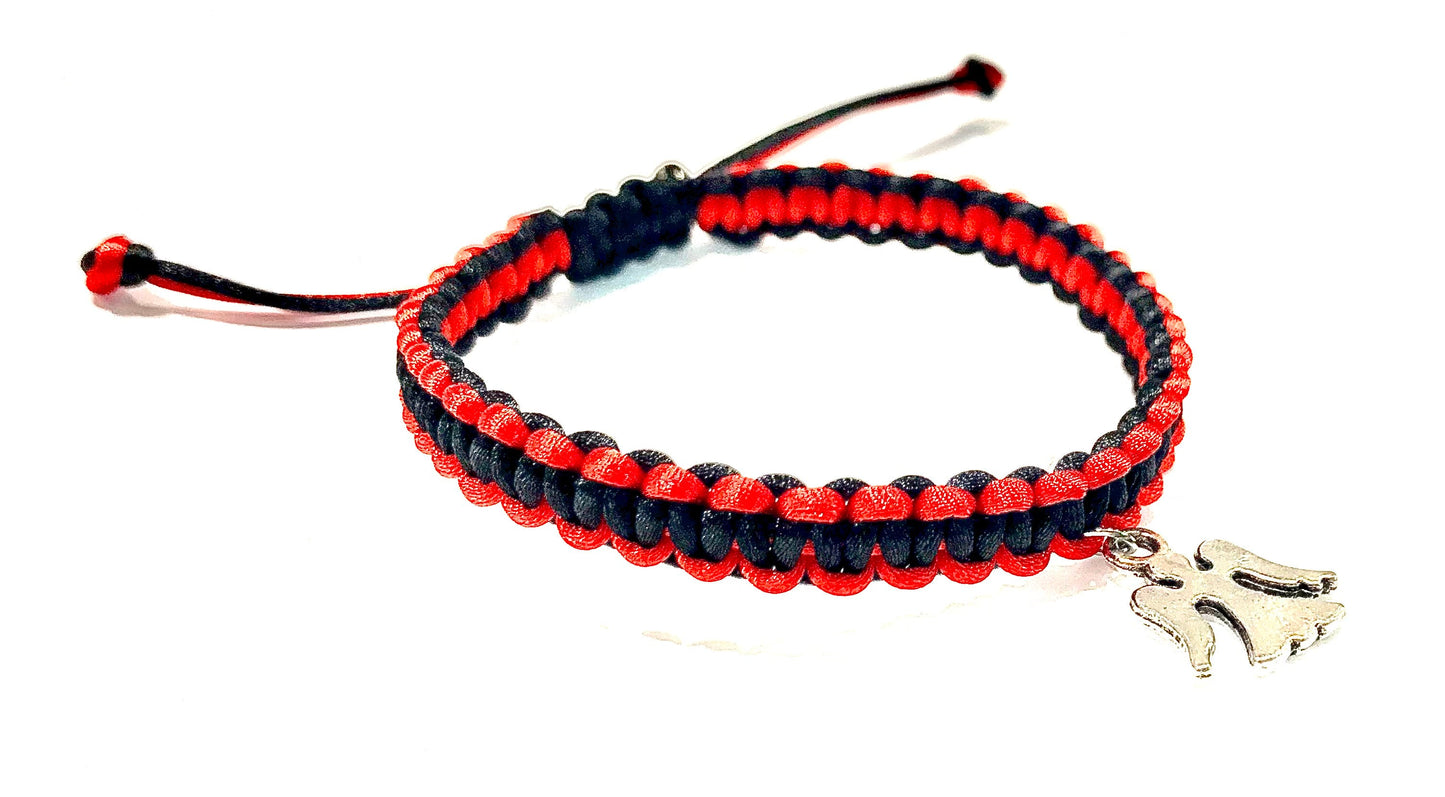 Dámsky šnúrkový náramok s anjelom červeno-čierny-Bracelets-DIARA-DIARA.sk