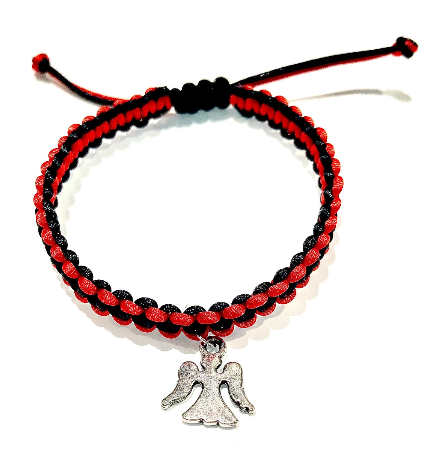 Dámsky šnúrkový náramok s anjelom červeno-čierny-Bracelets-DIARA-DIARA.sk