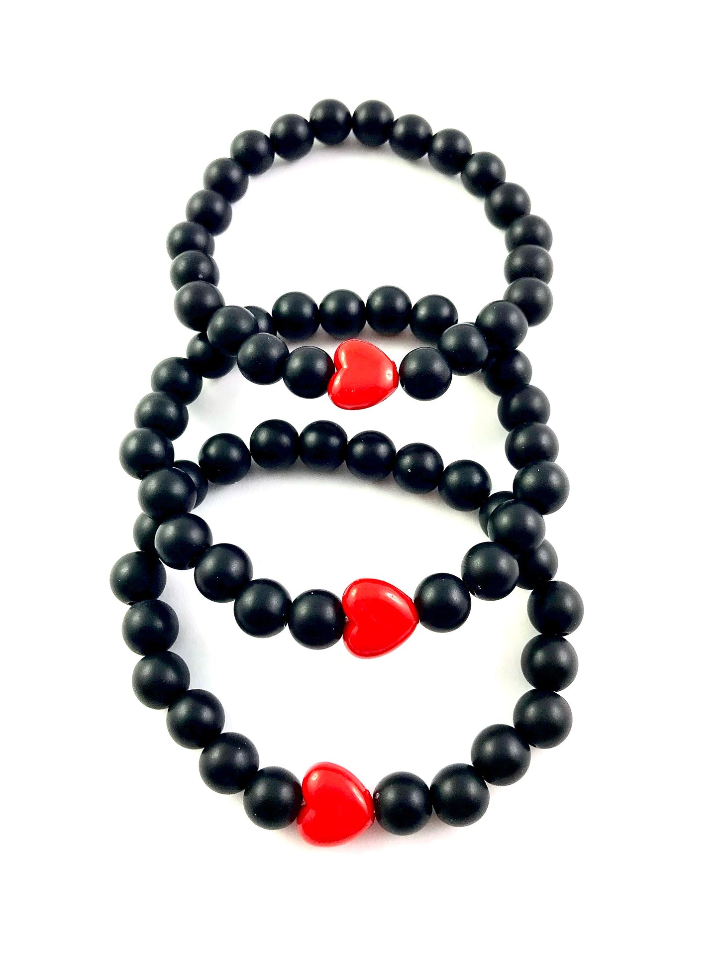 Korálkové náramky sada 3 ks so srdiečkami čierne-Bracelets-DIARA-DIARA.sk