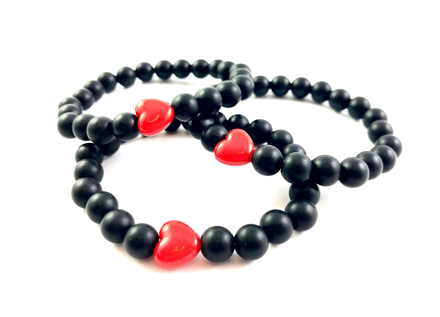 Korálkové náramky sada 3 ks so srdiečkami čierne-Bracelets-DIARA-DIARA.sk