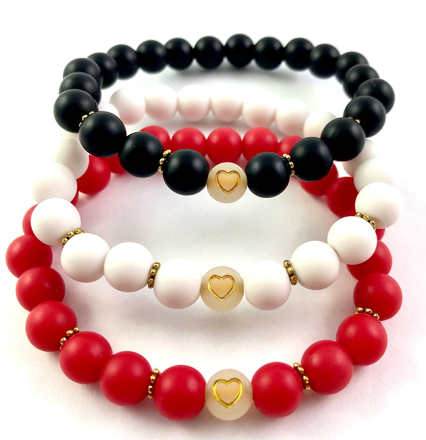 Korálkové náramky set 3 ks mix farieb so srdiečkami-Bracelets-DIARAfashion-DIARA.sk