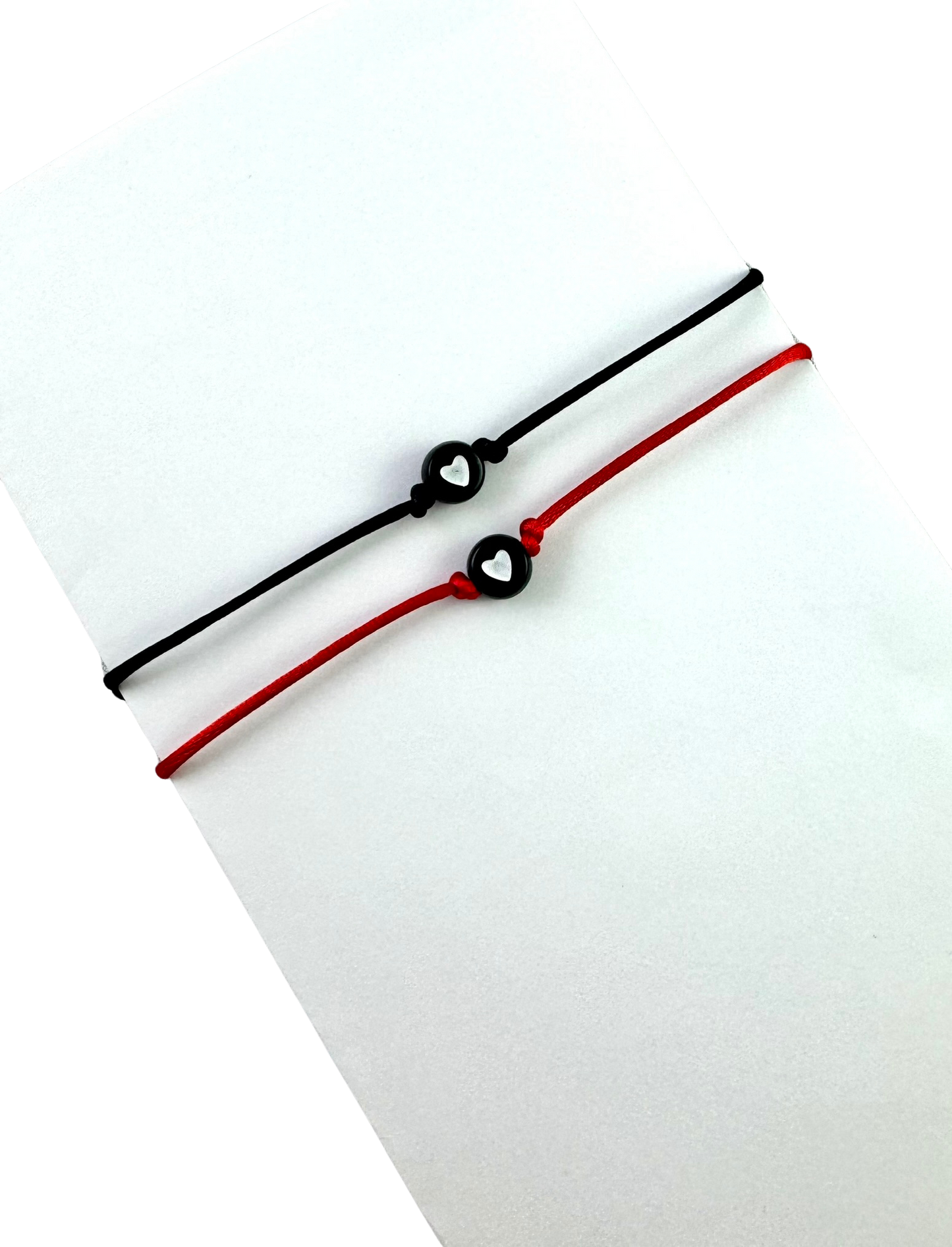 Náramky pre pár so srdiečkami tenké červeno-čierne-Bracelets-DIARAfashion-DIARA.sk