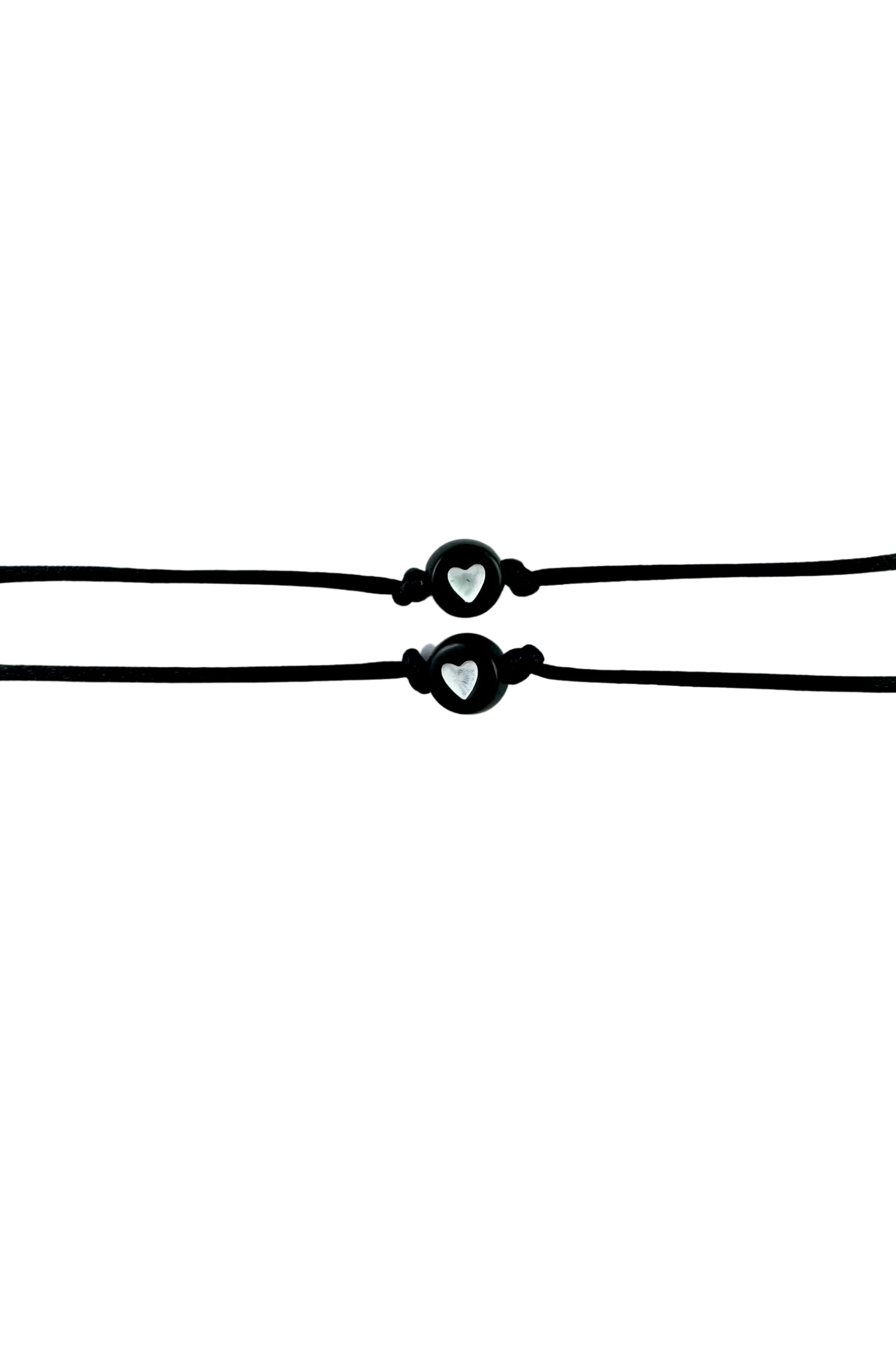 Náramky pre pár so srdiečkom tenké čierne-Bracelets-DIARAfashion-DIARA.sk