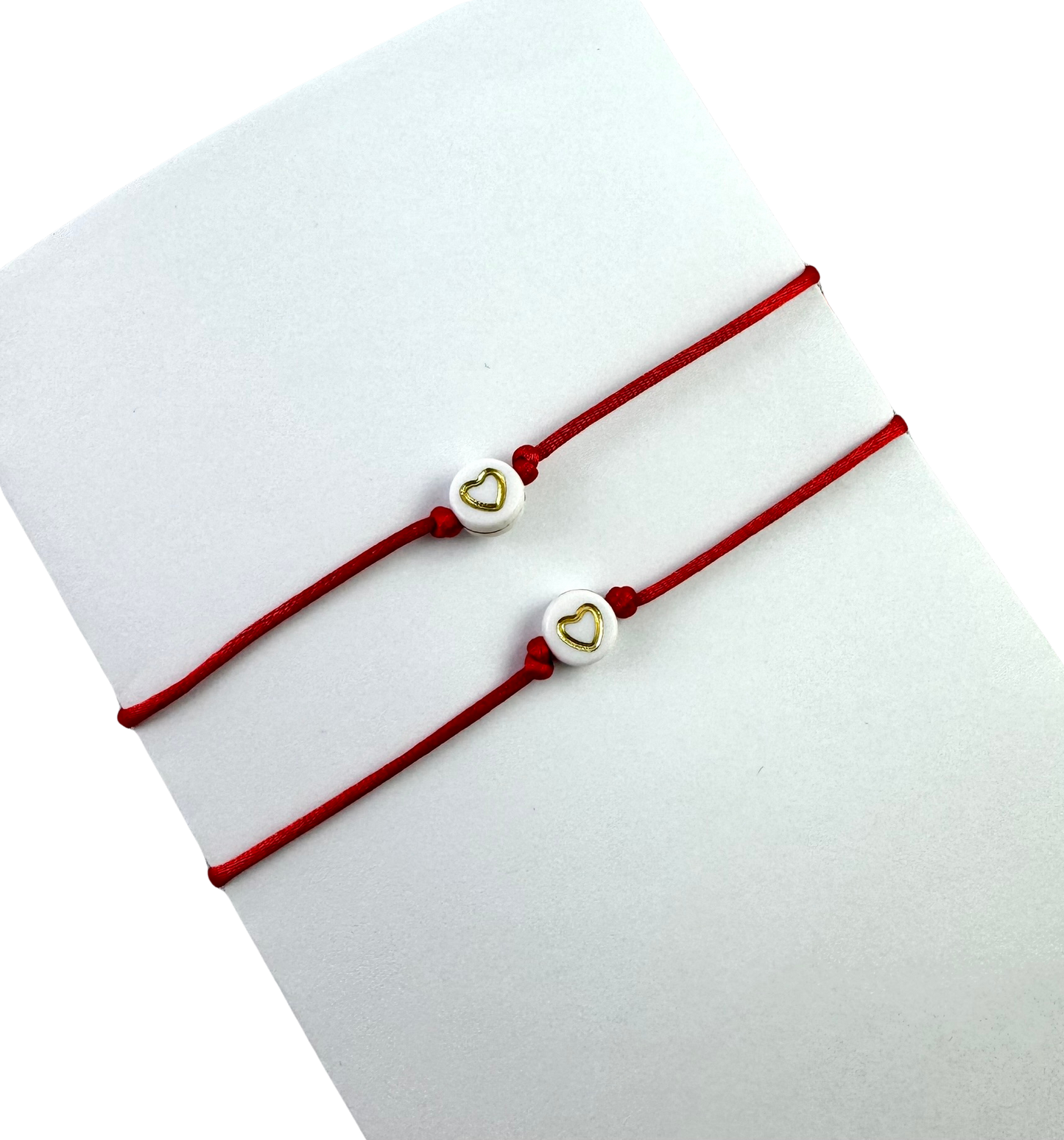 Náramky pre páry tenké so zlatými srdiečkami červené-Bracelets-DIARAfashion-DIARA.sk