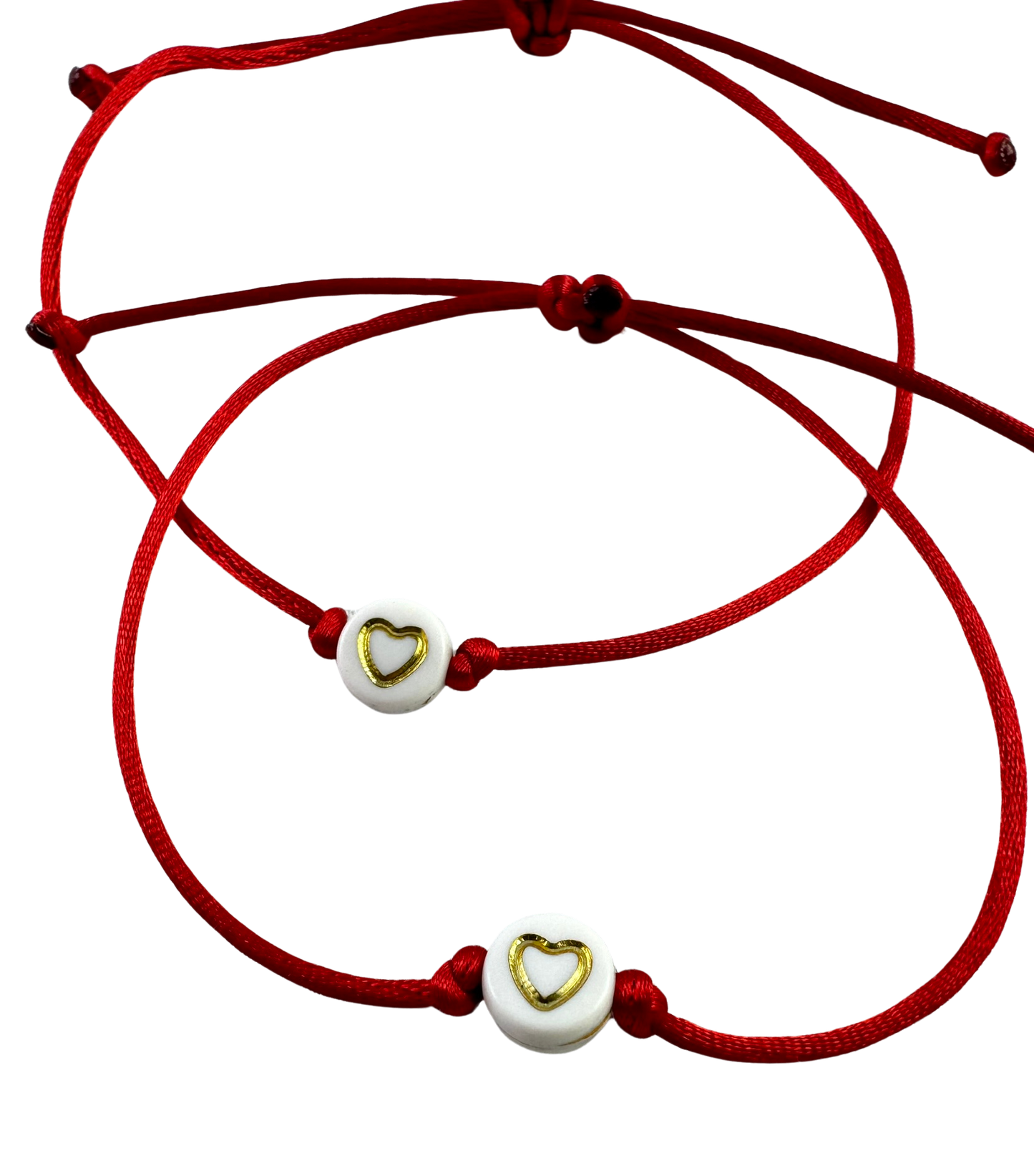 Náramky pre páry tenké so zlatými srdiečkami červené-Bracelets-DIARAfashion-DIARA.sk