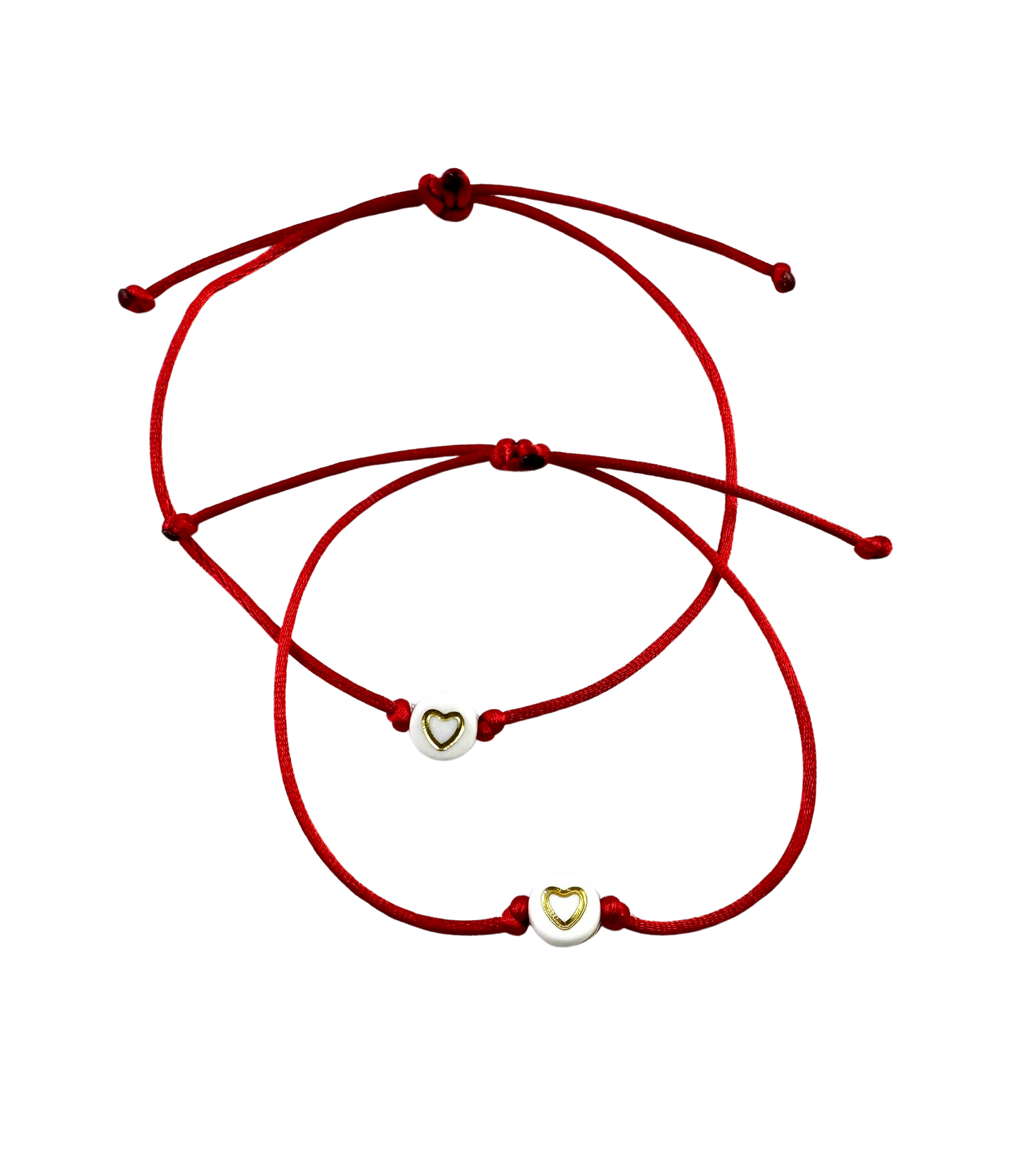 Náramky pre páry tenké so zlatými srdiečkami červené-Bracelets-DIARAfashion-DIARA.sk