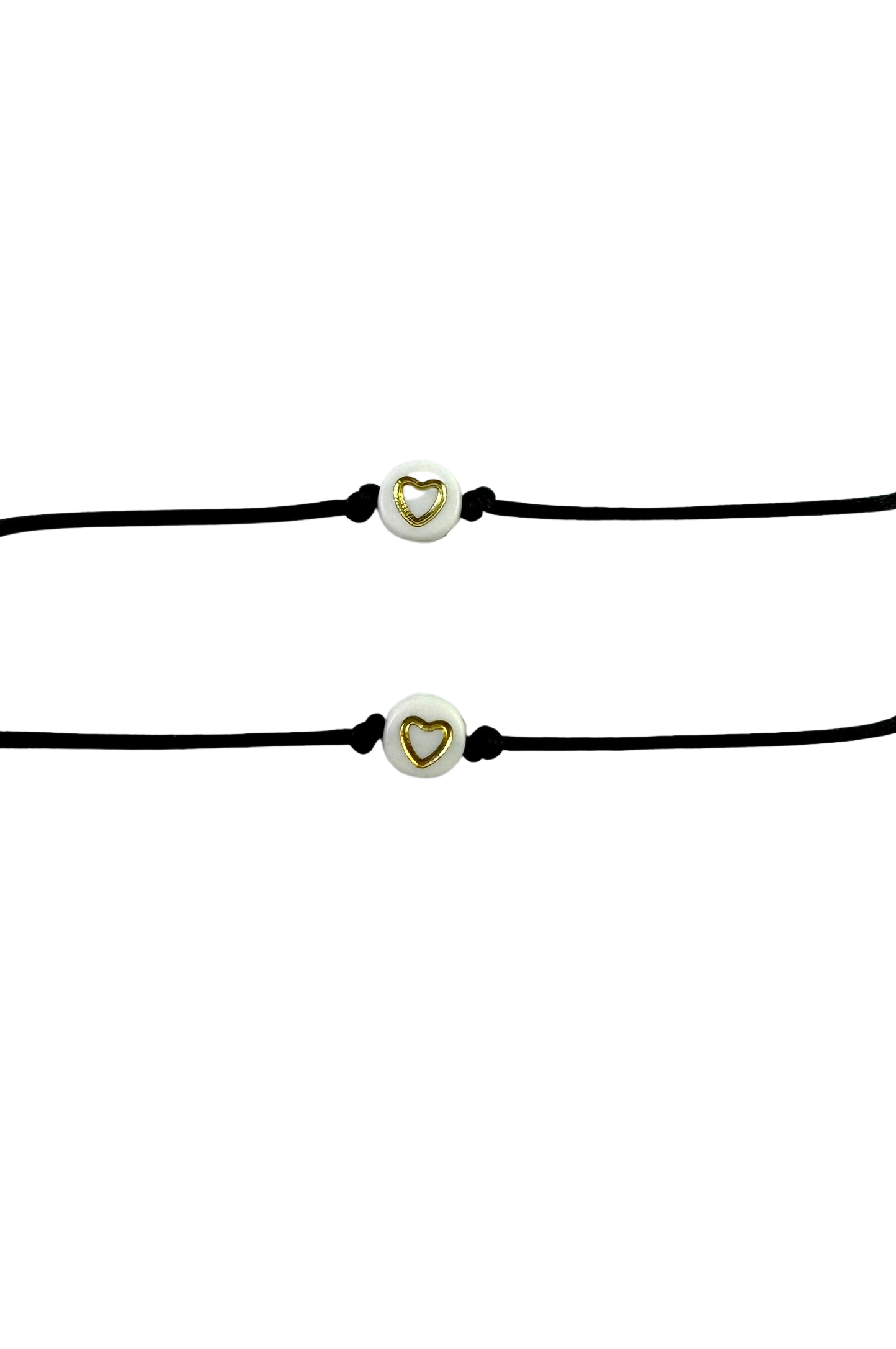 Náramky pre páry tenké so zlatými srdiečkami čierne-Bracelets-DIARAfashion-DIARA.sk
