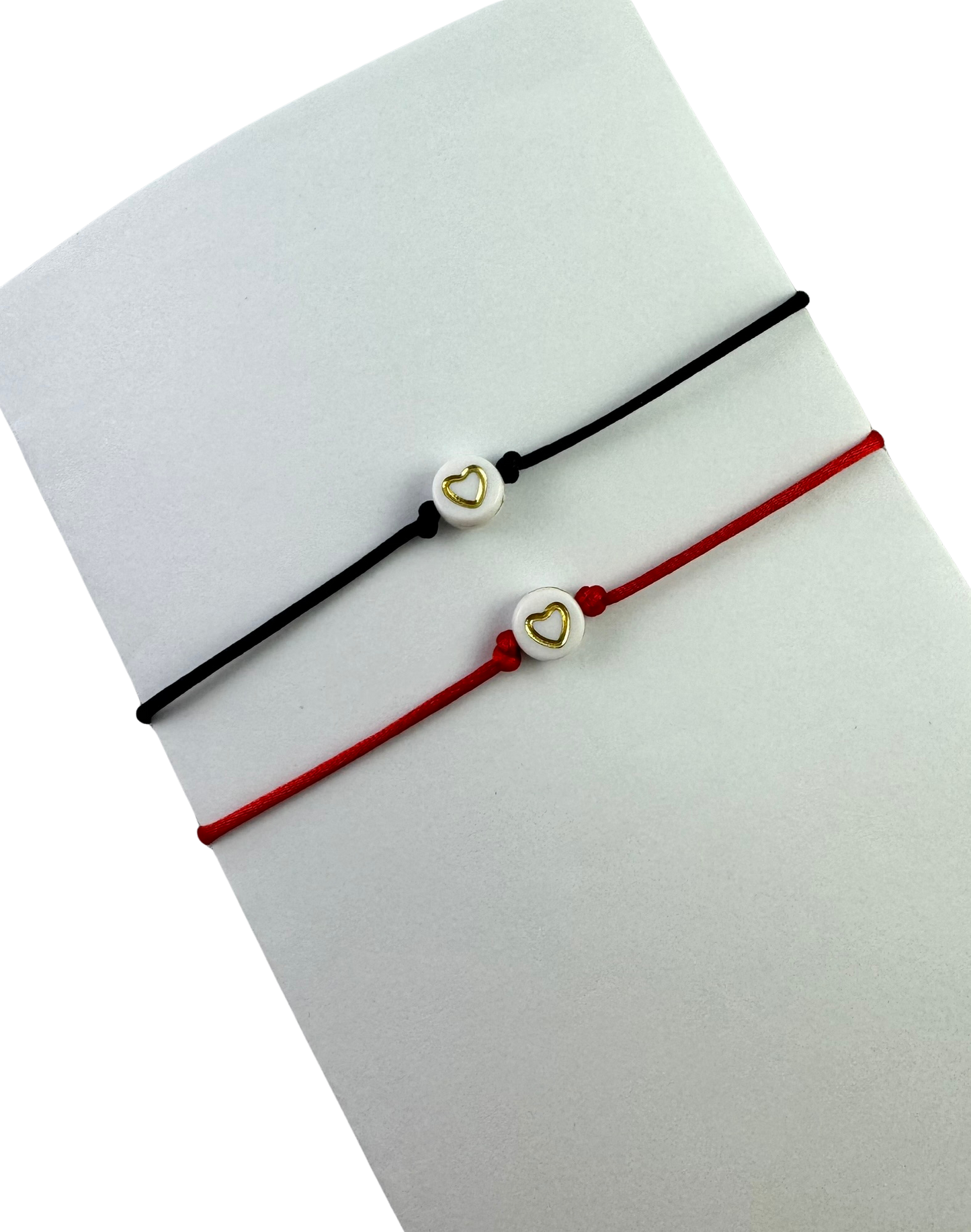 Náramky pre páry tenké so zlatými srdiečkami čierny a červený-Bracelets-DIARAfashion-DIARA.sk