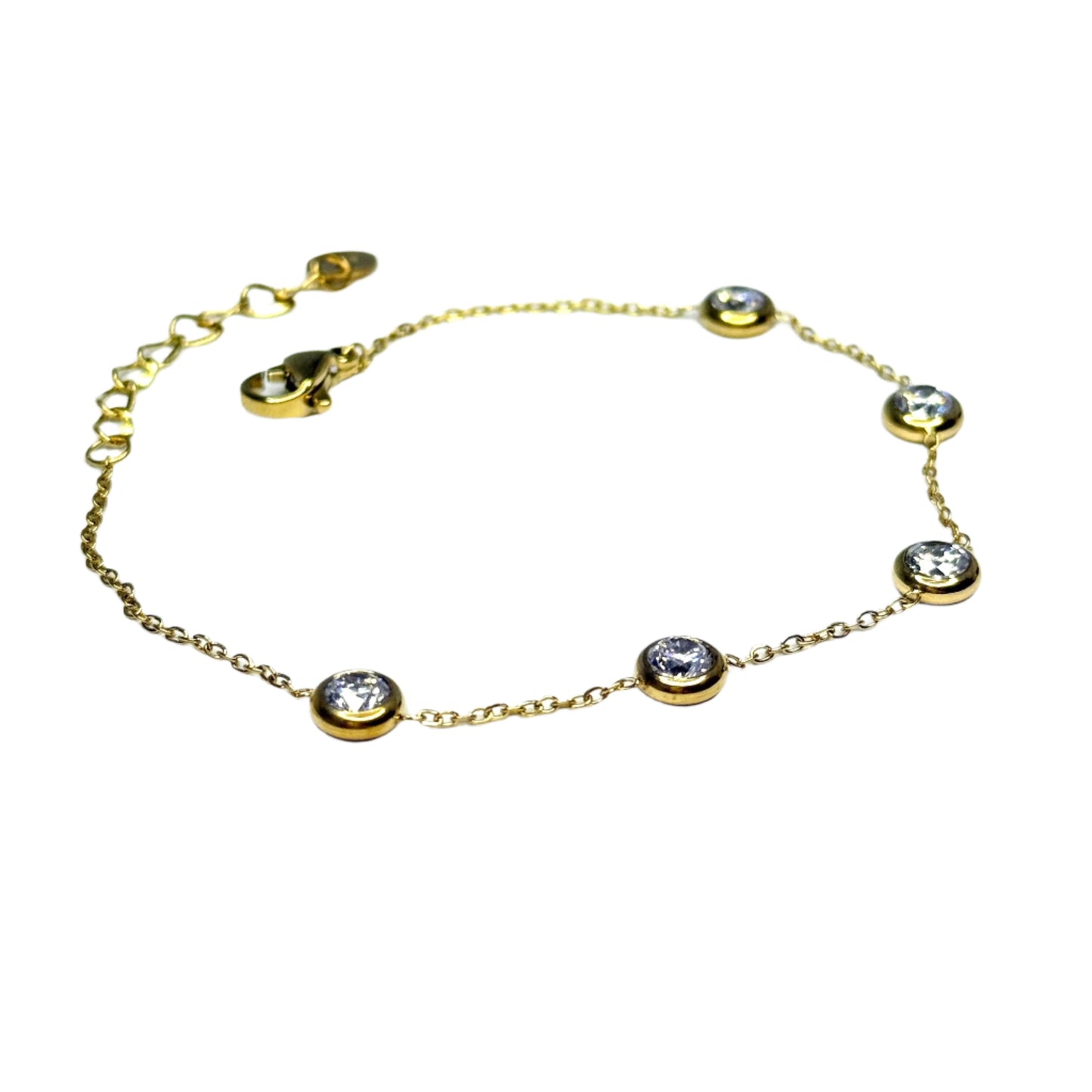 Náramok z chirurgickej ocele s kamienkami zlatý-Bracelets-DIARA.sk-DIARA.sk