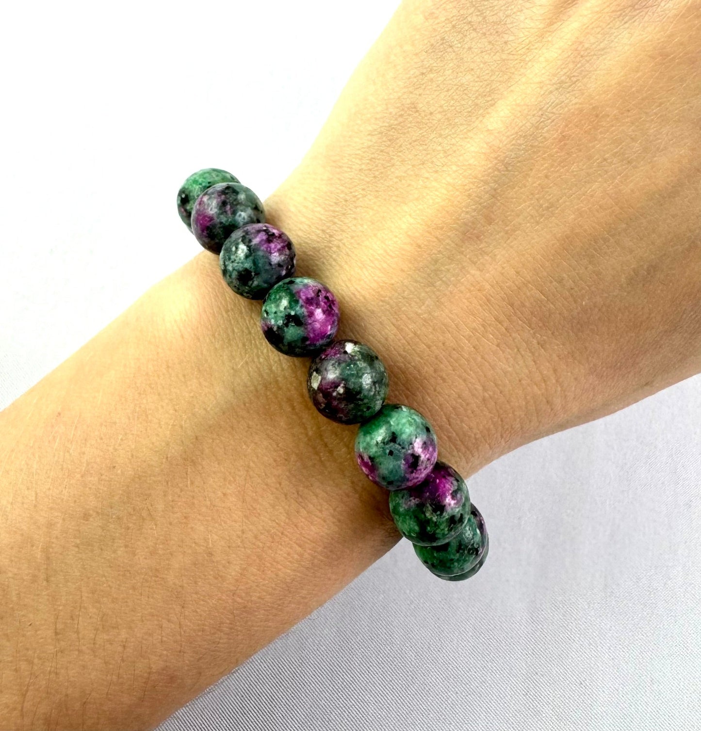 Náramok z minerálov Rubín v Zoisite 10 mm zelený fialový-Bracelets-DIARAfashion-DIARA.sk