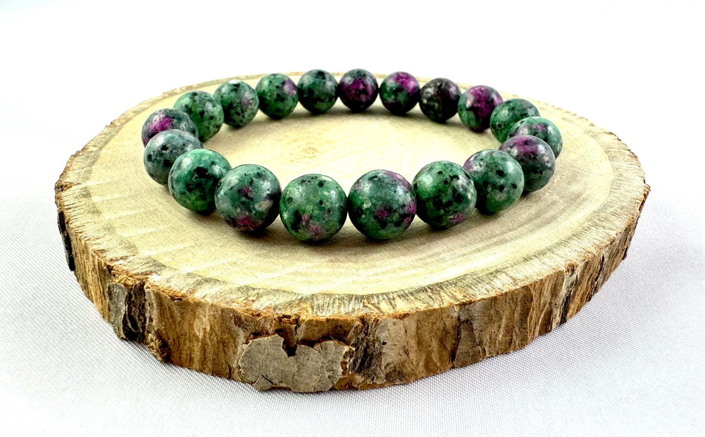 Náramok z minerálov Rubín v Zoisite 10 mm zelený fialový-Bracelets-DIARAfashion-DIARA.sk