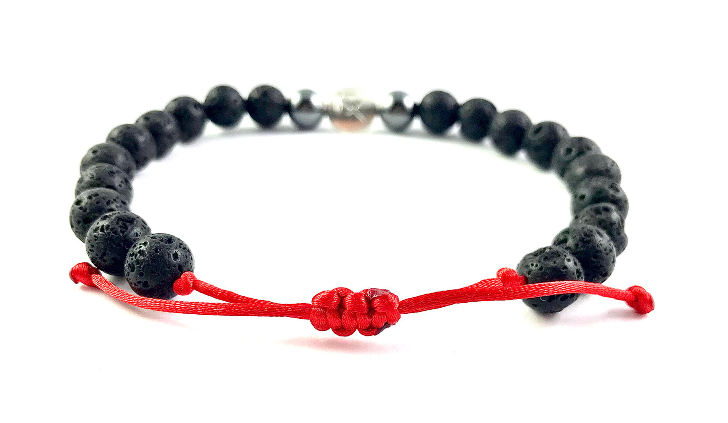 Náramok z minerálov zverokruh Lávový kameň a Hematit 8 mm červená šnúrka-Bracelets-DIARAfashion-Dámsky-Vodnár-DIARA.sk