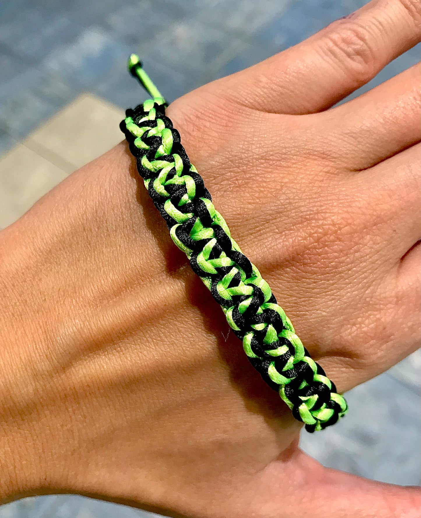 Pánsky náramok pletený šnúrkový dvojfarebný čierny neónový zelený hrubý-Bracelets-DIARAfashion-DIARA.sk