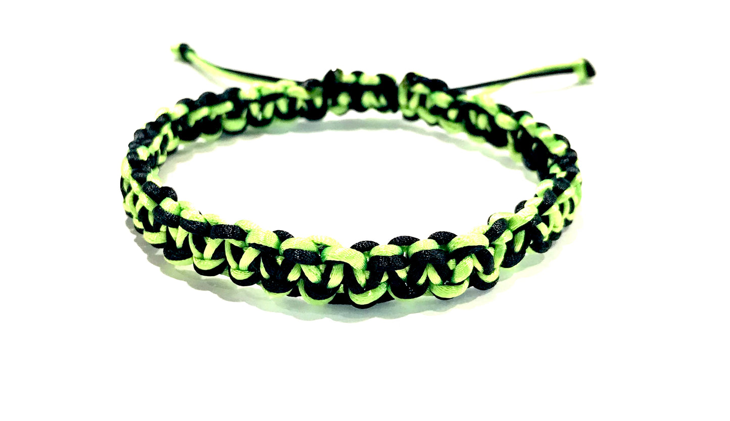 Pánsky náramok pletený šnúrkový dvojfarebný čierny neónový zelený hrubý-Bracelets-DIARAfashion-DIARA.sk