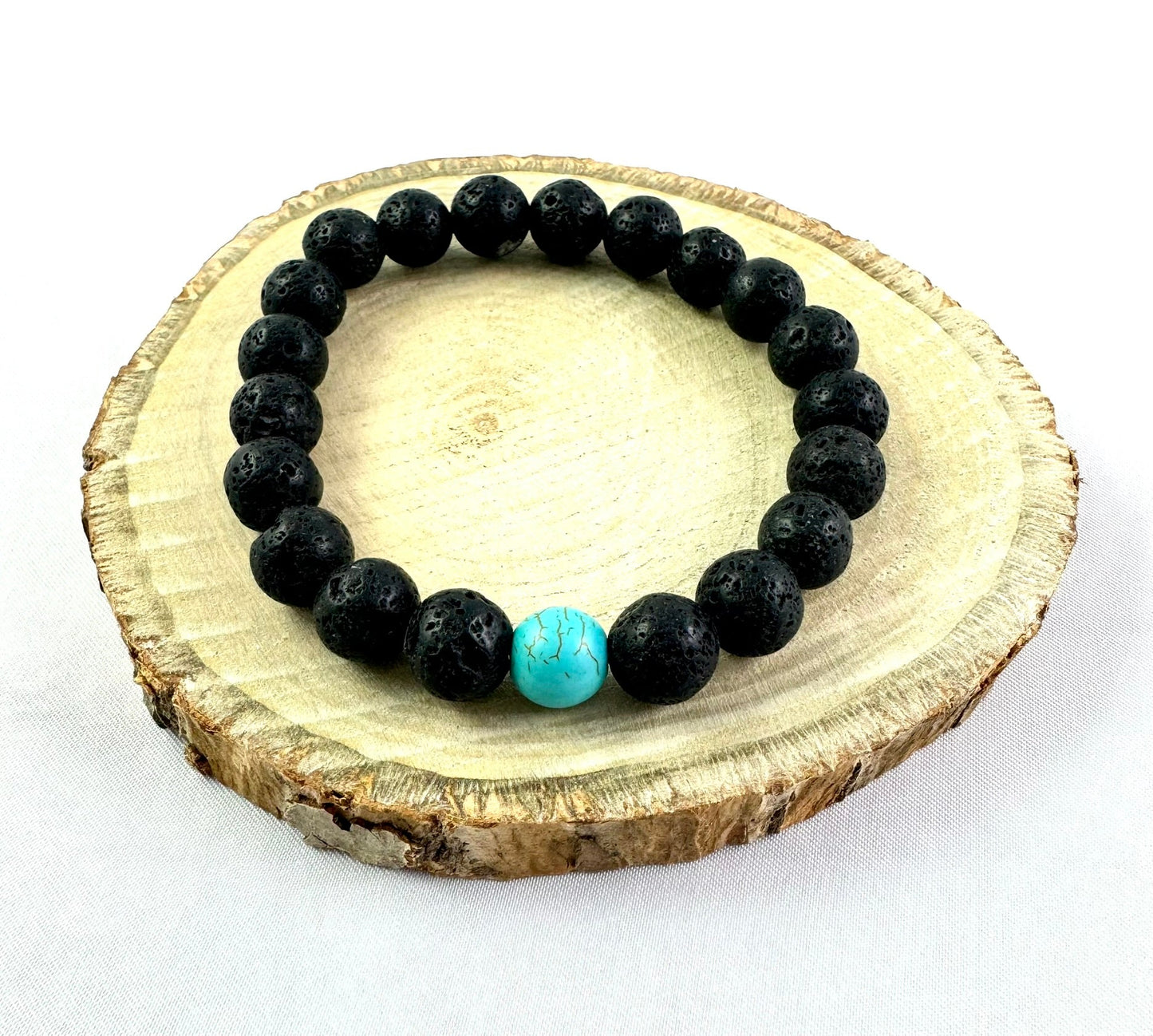 Pánsky náramok z minerálov Lávový kameň a Tyrkenit 10 mm čierny-Bracelets-DIARAfashion-DIARA.sk