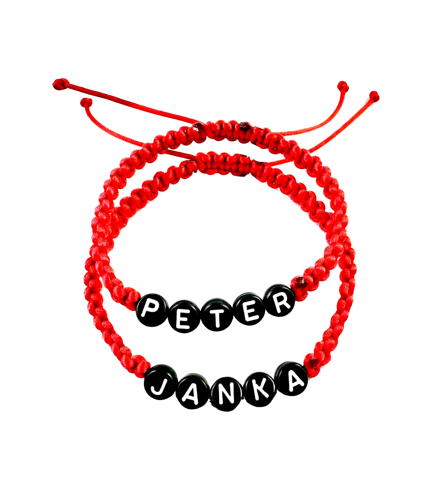 Pletené náramky pre páry s menom 2 ks červeno-čierne a mix farieb-Bracelets-DIARAfashion-Červené-DIARA.sk