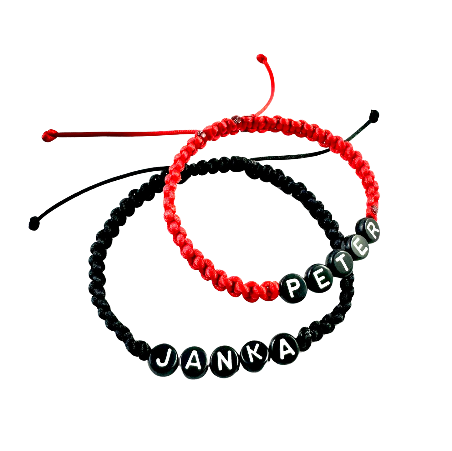 Pletené náramky pre páry s menom 2 ks červeno-čierne a mix farieb-Bracelets-DIARAfashion-Červeno-čierne-DIARA.sk