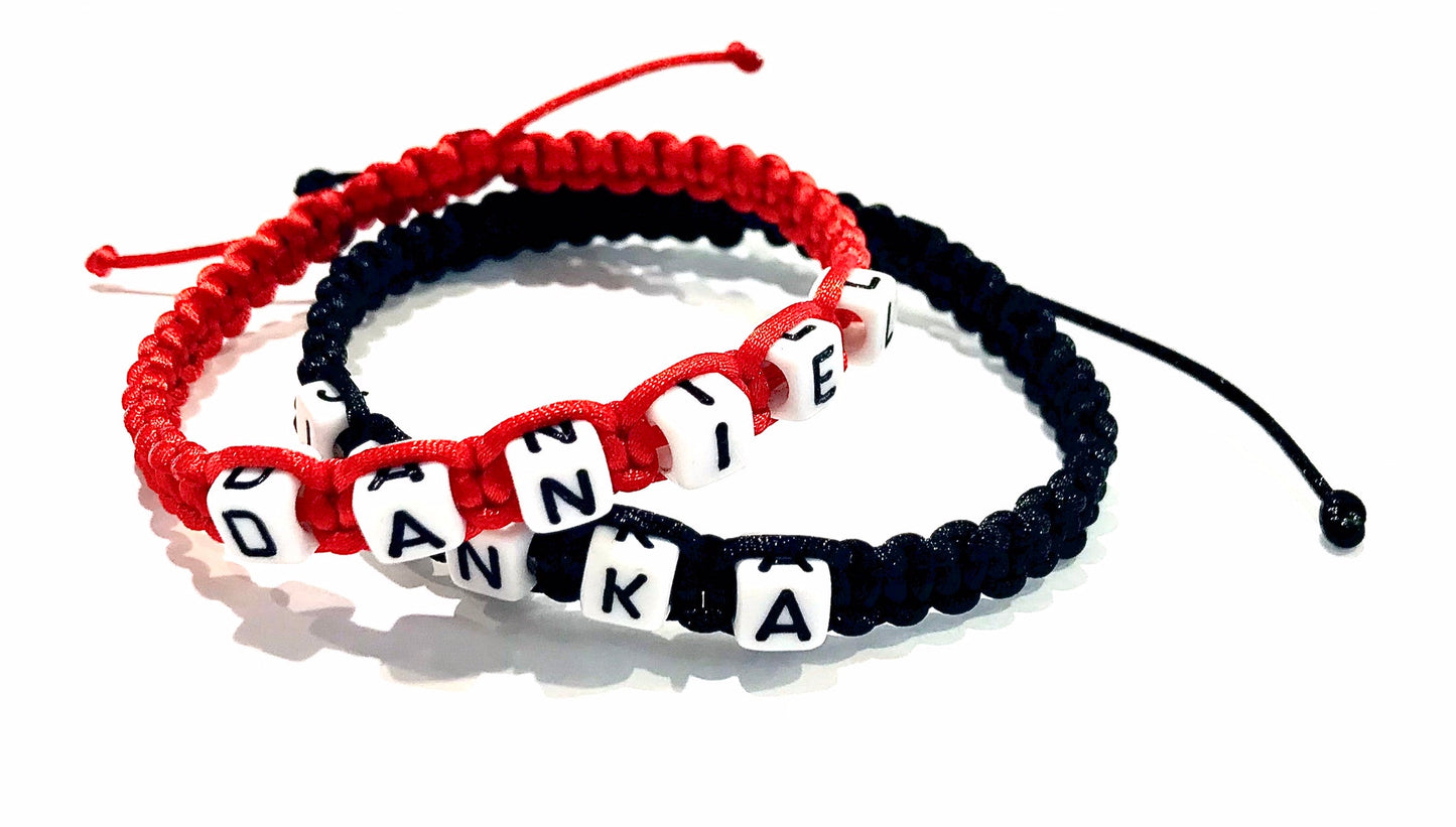 Pletené náramky pre páry s menom 2 ks - kocky červený a čierny-Bracelets-DIARAfashion-DIARA.sk