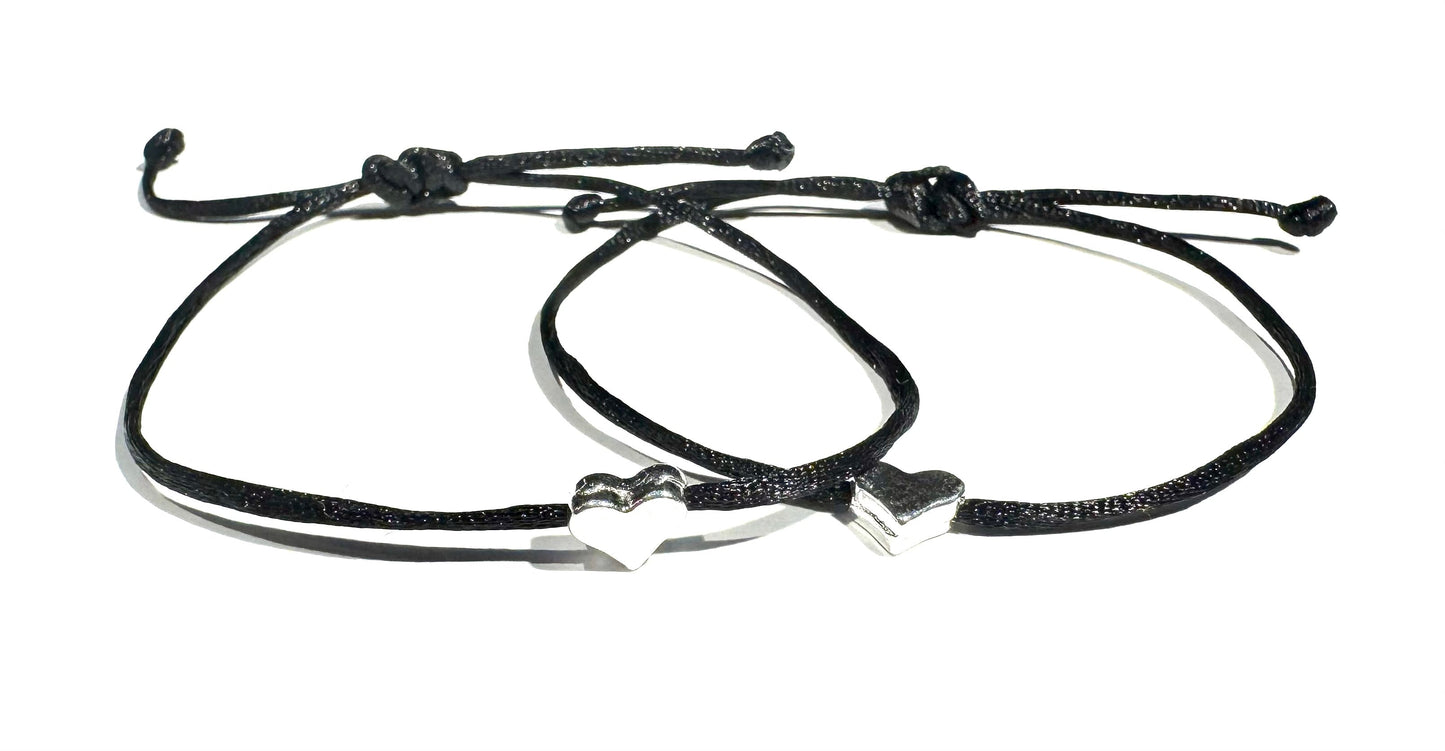 Šnúrkové náramky priateľstva so srdiečkom pre najlepšie kamarátky BFF čierne-Bracelets-DIARA.sk-DIARA.sk
