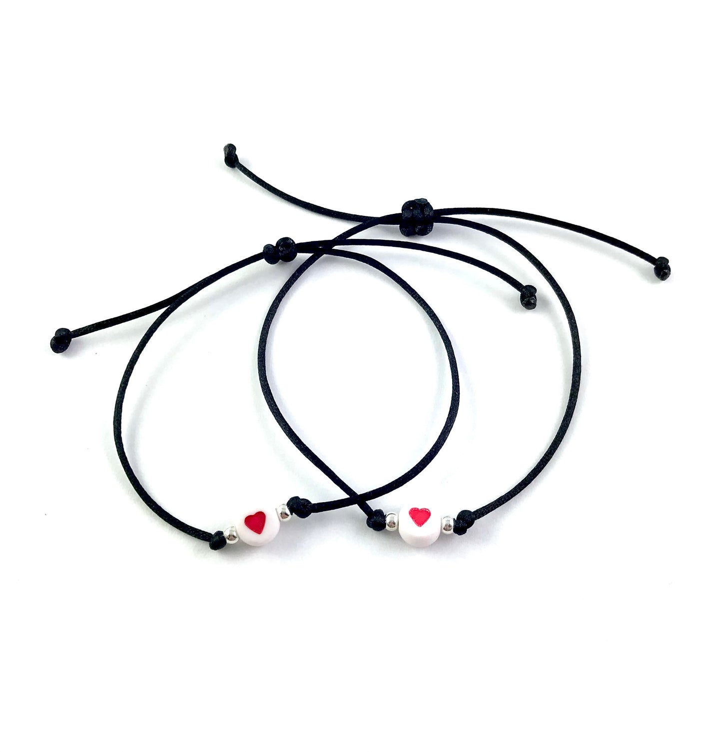 Šnúrkové náramky set 2 ks so srdiečkom čierne-Bracelets-DIARAfashion-DIARA.sk