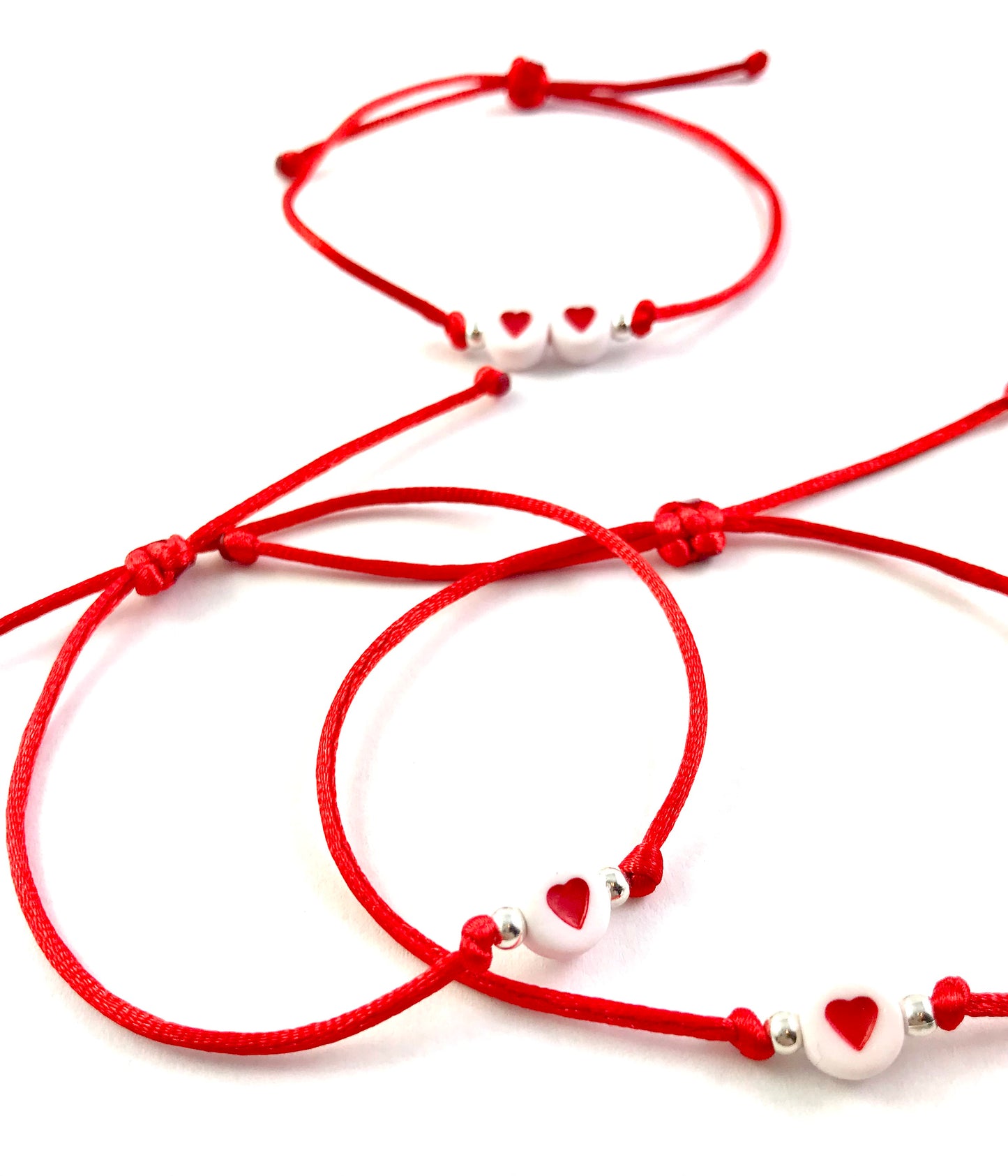 Šnúrkové náramky set 3 ks červené so srdiečkami-Bracelets-DIARAfashion-DIARA.sk