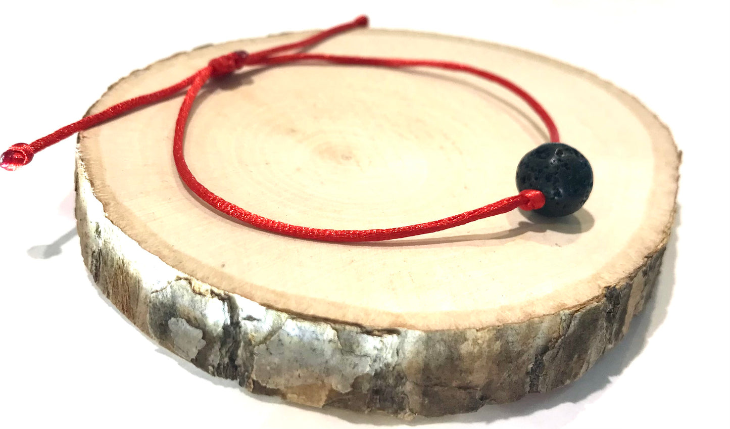 Šnúrkový tenký náramok s Lávovým kameňom červený-Bracelets-DIARAfashion-Dámsky-6 mm-DIARA.sk