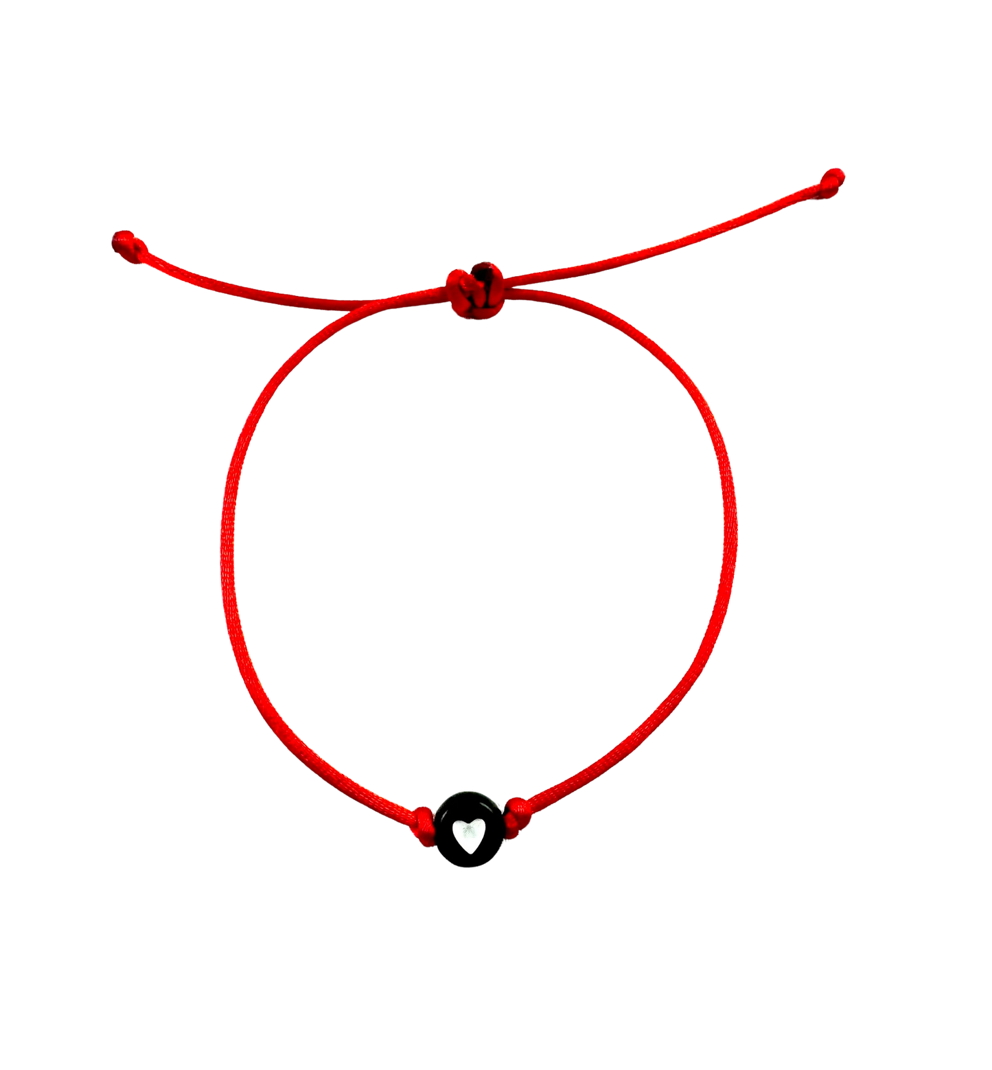 Tenký šnúrkový náramok s čiernym srdiečkom-Bracelets-DIARA-Dámsky-Červený-DIARA.sk