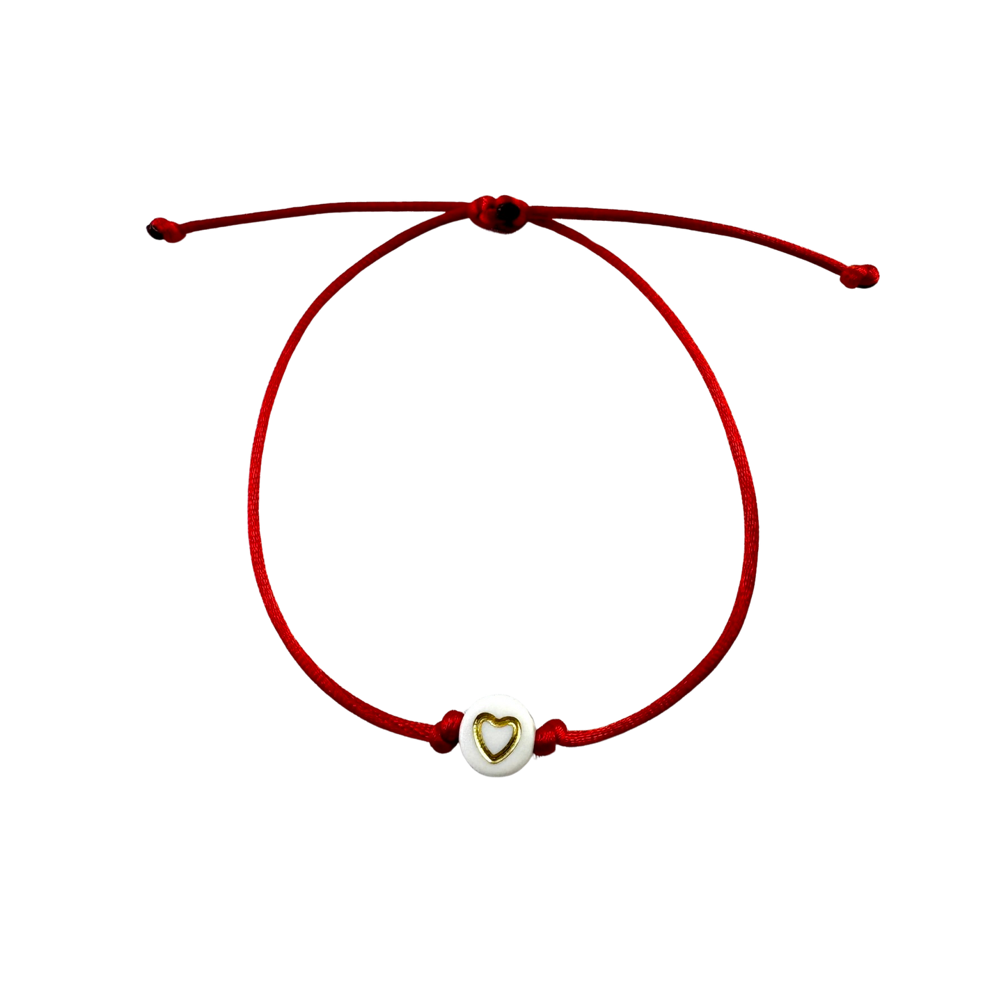 Tenký šnúrkový náramok so zlatým srdiečkom červený-Bracelets-DIARA-Dámsky-DIARA.sk