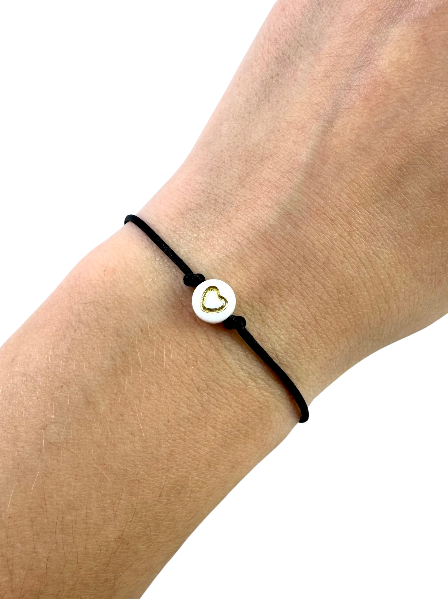 Tenký šnúrkový náramok so zlatým srdiečkom čierny-Bracelets-DIARA-Dámsky-DIARA.sk