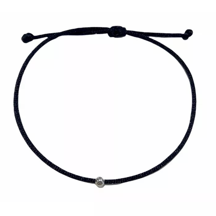 Dámsky náramok šnúrkový tenký s guličkou čierny-Bracelets-DIARAfashion-DIARA.sk