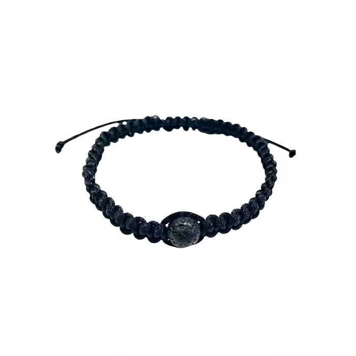 Dámsky pletený šnúrkový náramok Lávový kameň čierny-Bracelets-DIARAfashion-DIARA.sk
