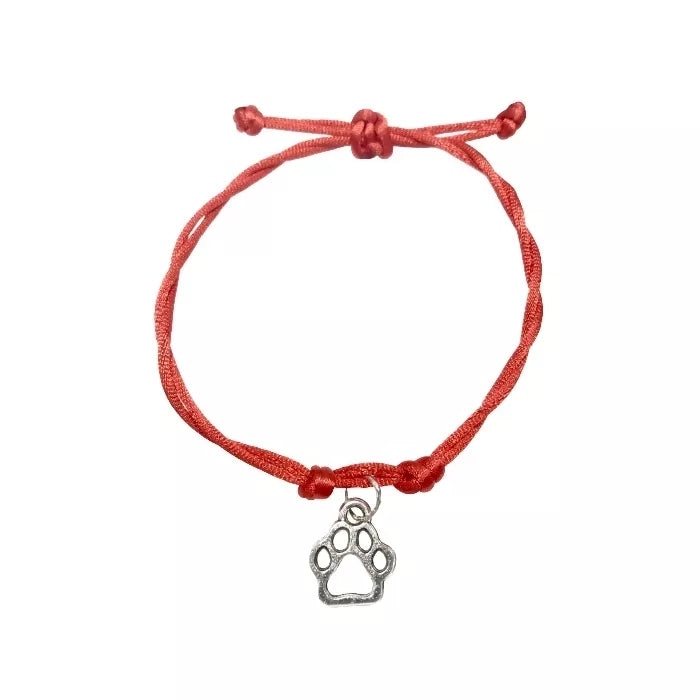 Dámsky pletený šnúrkový náramok s príveskom psia labka červený-Bracelets-DIARAfashion-DIARA.sk