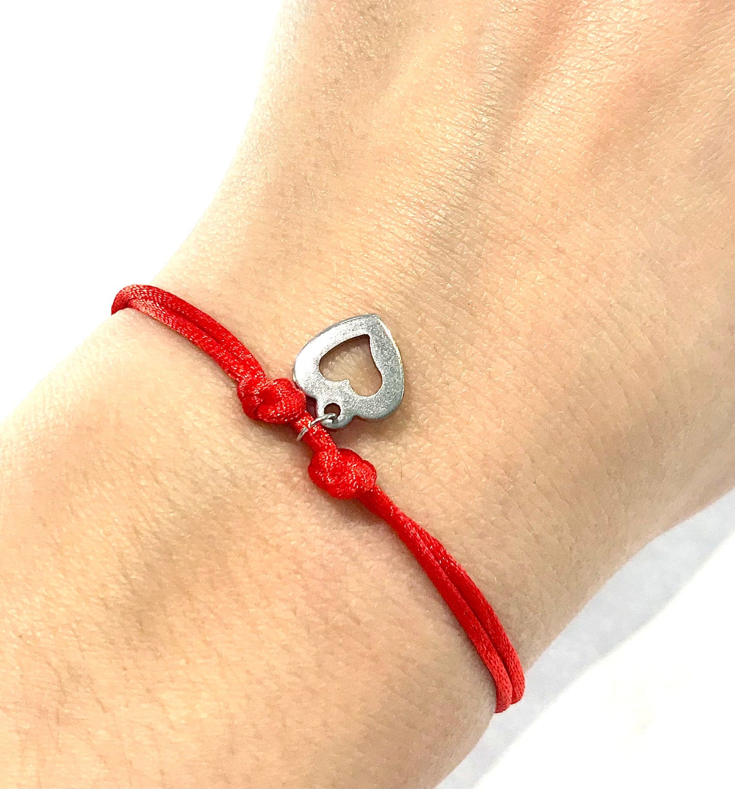 Dámsky šnúrkový náramok s príveskom srdce z chirurgickej ocele-Bracelets-DIARAfashion-Červený-DIARA.sk