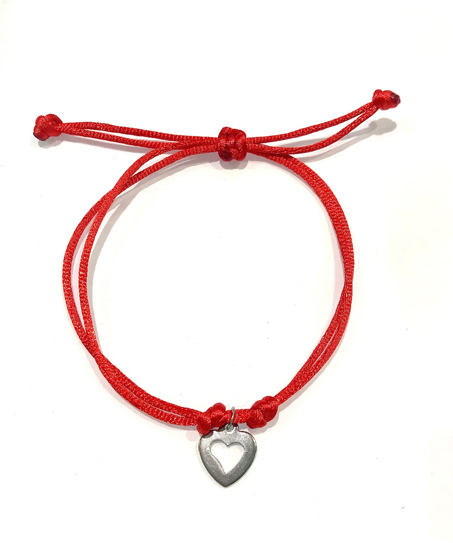 Dámsky šnúrkový náramok s príveskom srdce z chirurgickej ocele-Bracelets-DIARAfashion-Červený-DIARA.sk