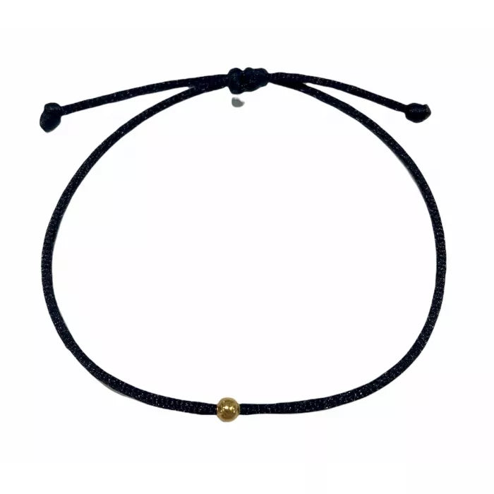 Dámsky šnúrkový tenký náramok s guľkou čierny-Bracelets-DIARAfashion-DIARA.sk