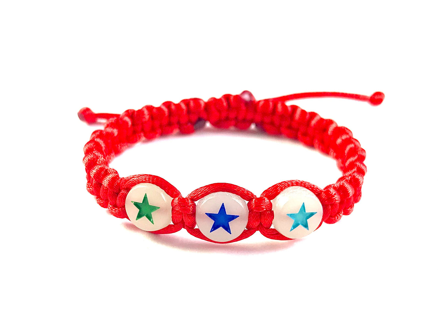 Detský pletený náramok s hviezdičkami svietiacimi v tme červený-Bracelets-DIARAfashion-Pre chlapca-0-12 mesiacov-DIARA.sk