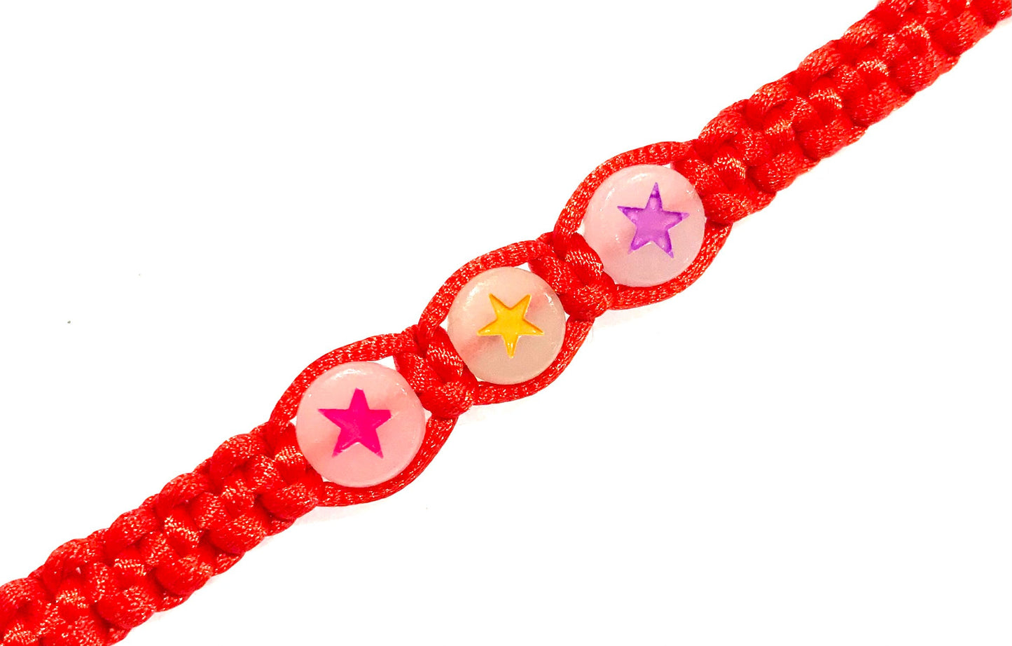 Detský pletený náramok s hviezdičkami svietiacimi v tme červený-Bracelets-DIARAfashion-Pre dievča-0-12 mesiacov-DIARA.sk