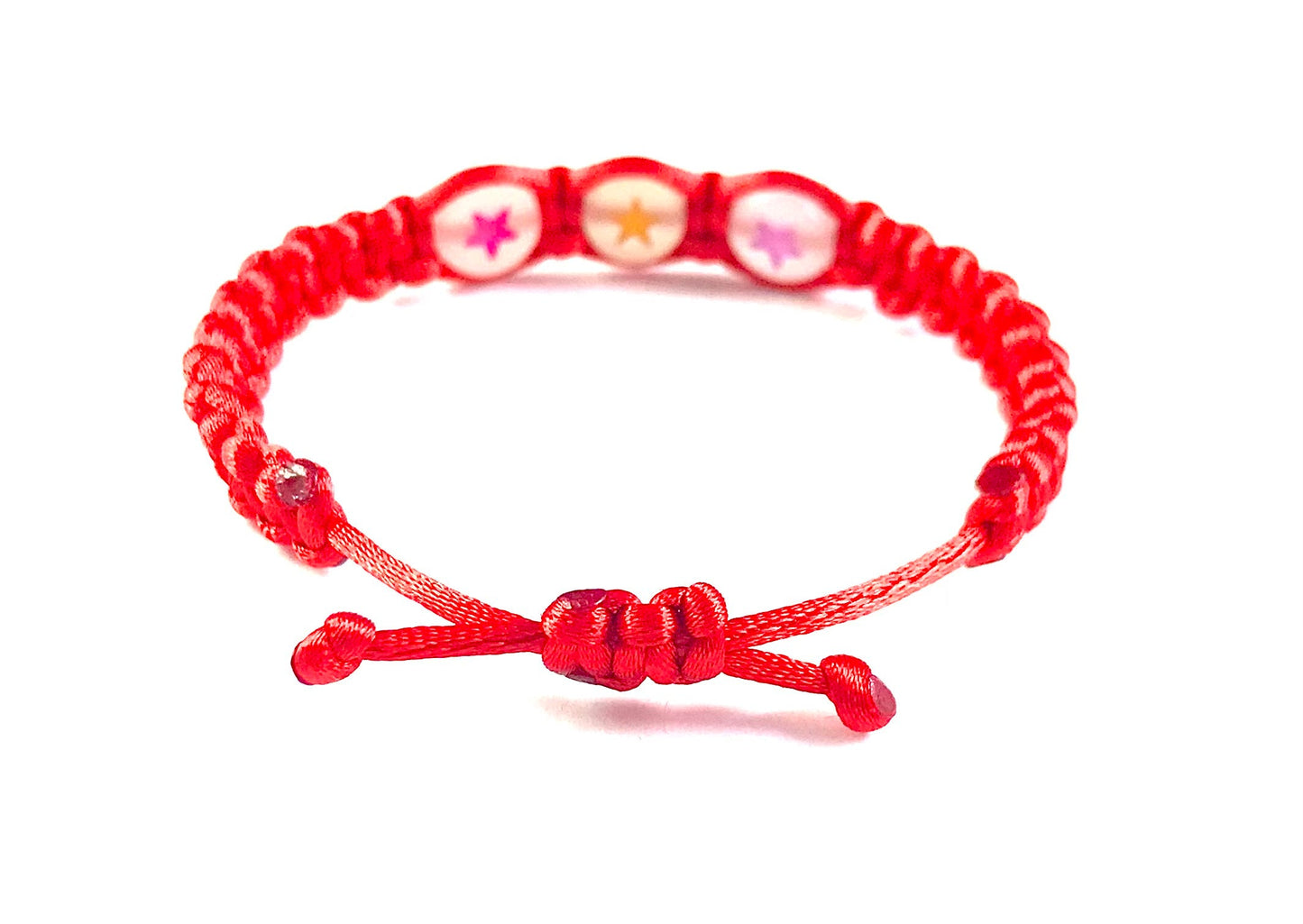 Detský pletený náramok s hviezdičkami svietiacimi v tme červený-Bracelets-DIARAfashion-Pre dievča-0-12 mesiacov-DIARA.sk