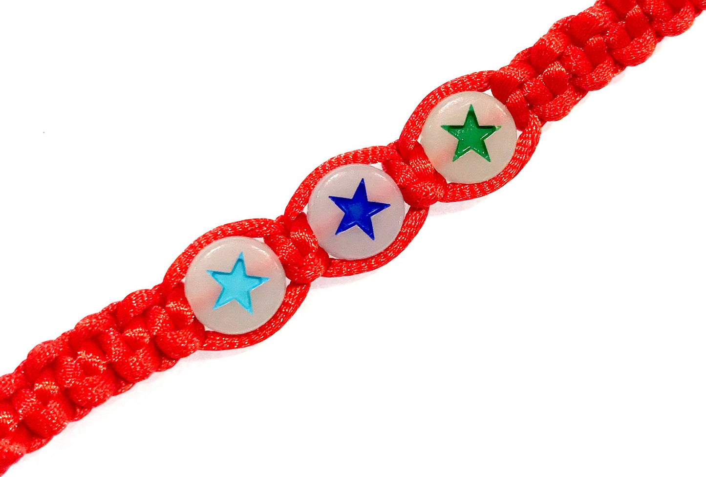 Detský pletený náramok s hviezdičkami svietiacimi v tme červený-Bracelets-DIARAfashion-Pre dievča-0-12 mesiacov-DIARA.sk