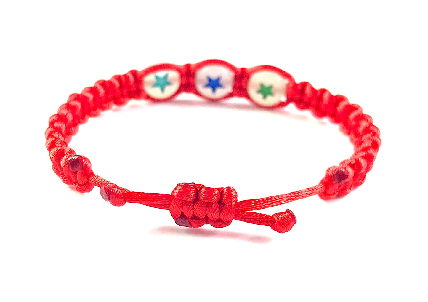Detský pletený náramok s hviezdičkami svietiacimi v tme červený-Bracelets-DIARAfashion-Pre dievča-0-12 mesiacov-DIARA.sk