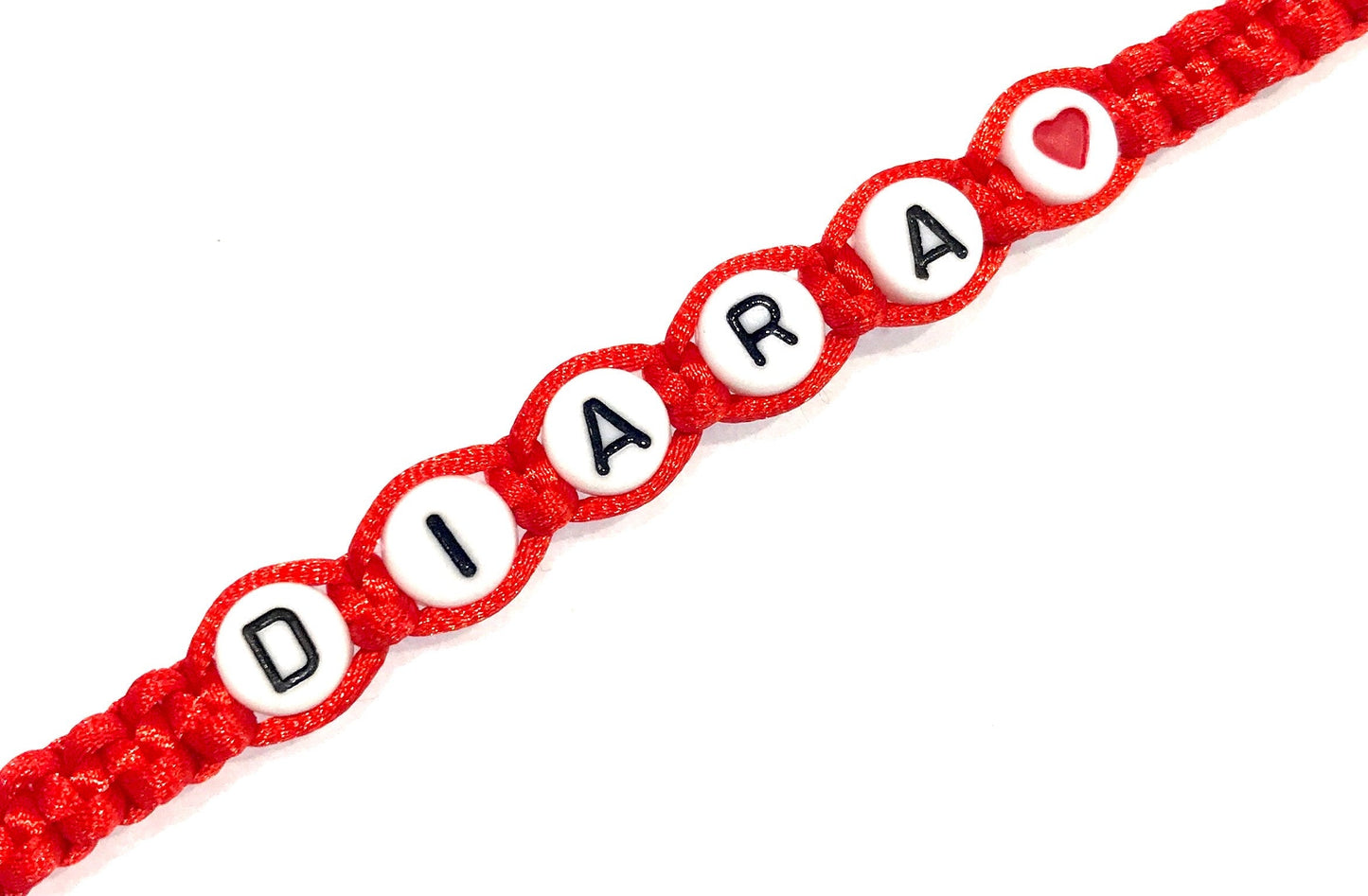 Detský pletený náramok s menom a srdiečkom červený-Bracelets-DIARAfashion-0-12 mesiacov-DIARA.sk