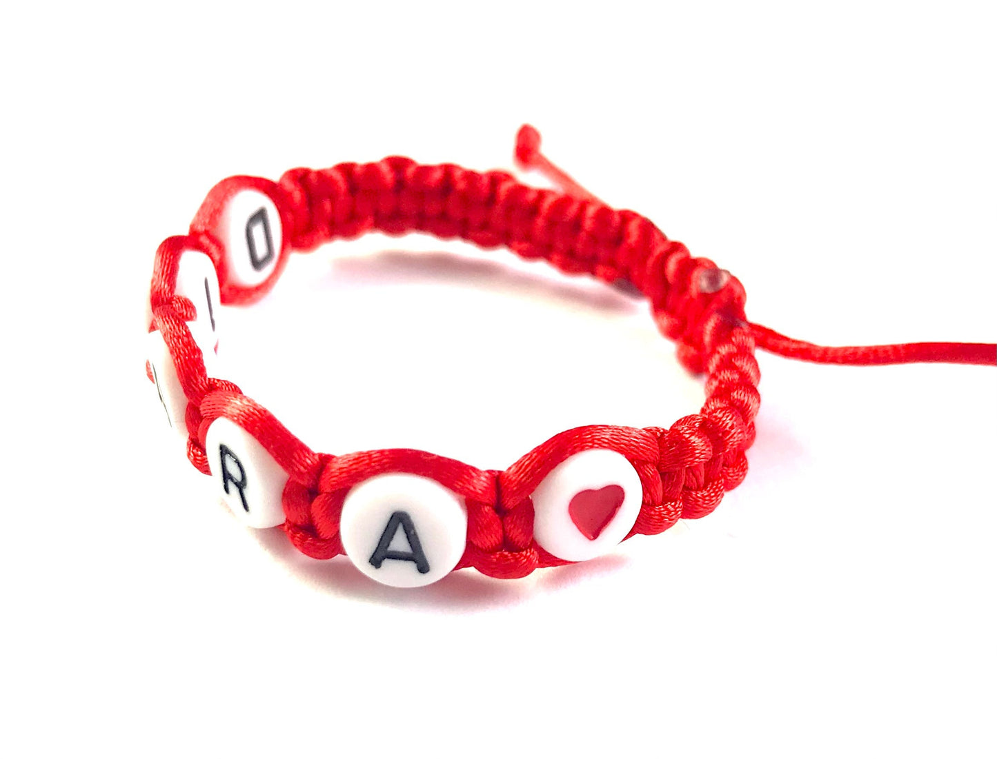 Detský pletený náramok s menom a srdiečkom červený-Bracelets-DIARAfashion-0-12 mesiacov-DIARA.sk