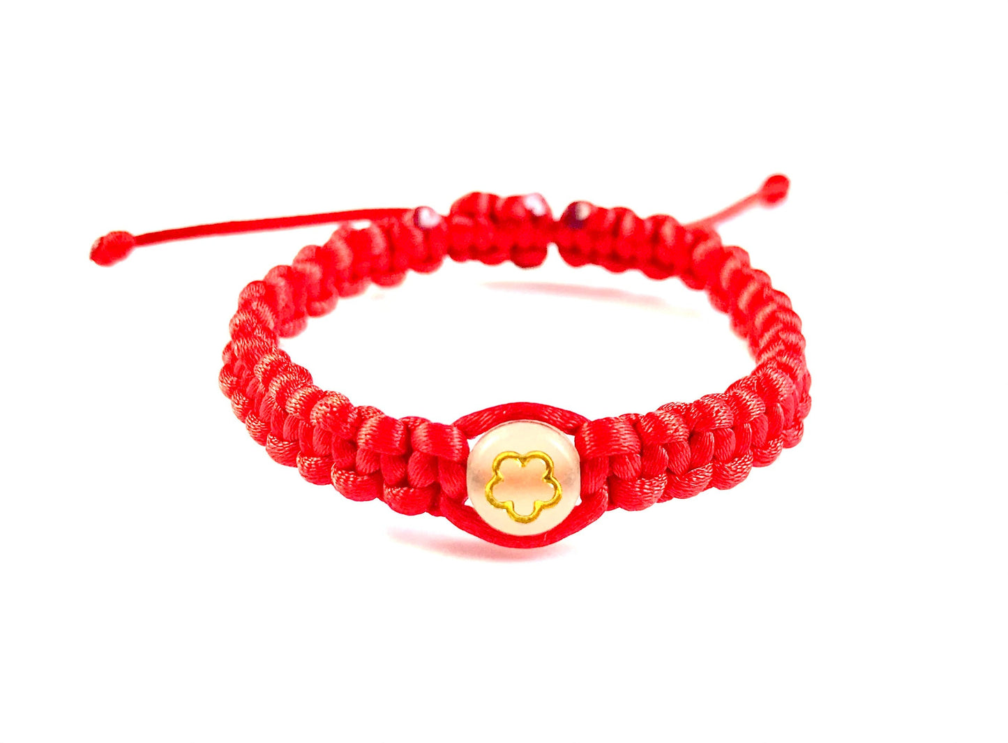 Detský pletený náramok svietiaci v tme rôzne vzory červená-Bracelets-DIARAfashion-Kvet-0-12 mesiacov-DIARA.sk