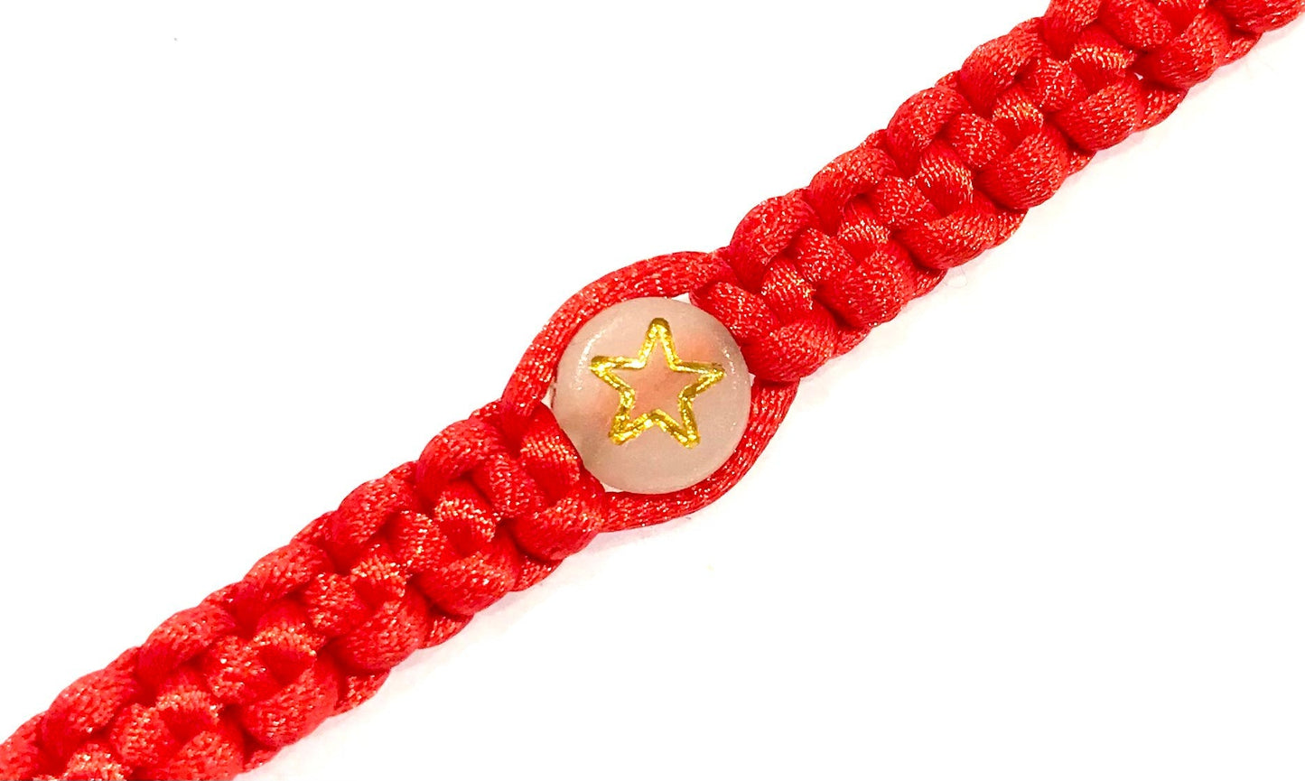 Detský pletený náramok svietiaci v tme rôzne vzory červená-Bracelets-DIARAfashion-Srdce-0-12 mesiacov-DIARA.sk