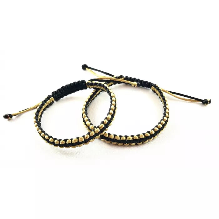 Náramky pre páry pletené šnúrkové čierne zlaté-Bracelets-DIARAfashion-DIARA.sk