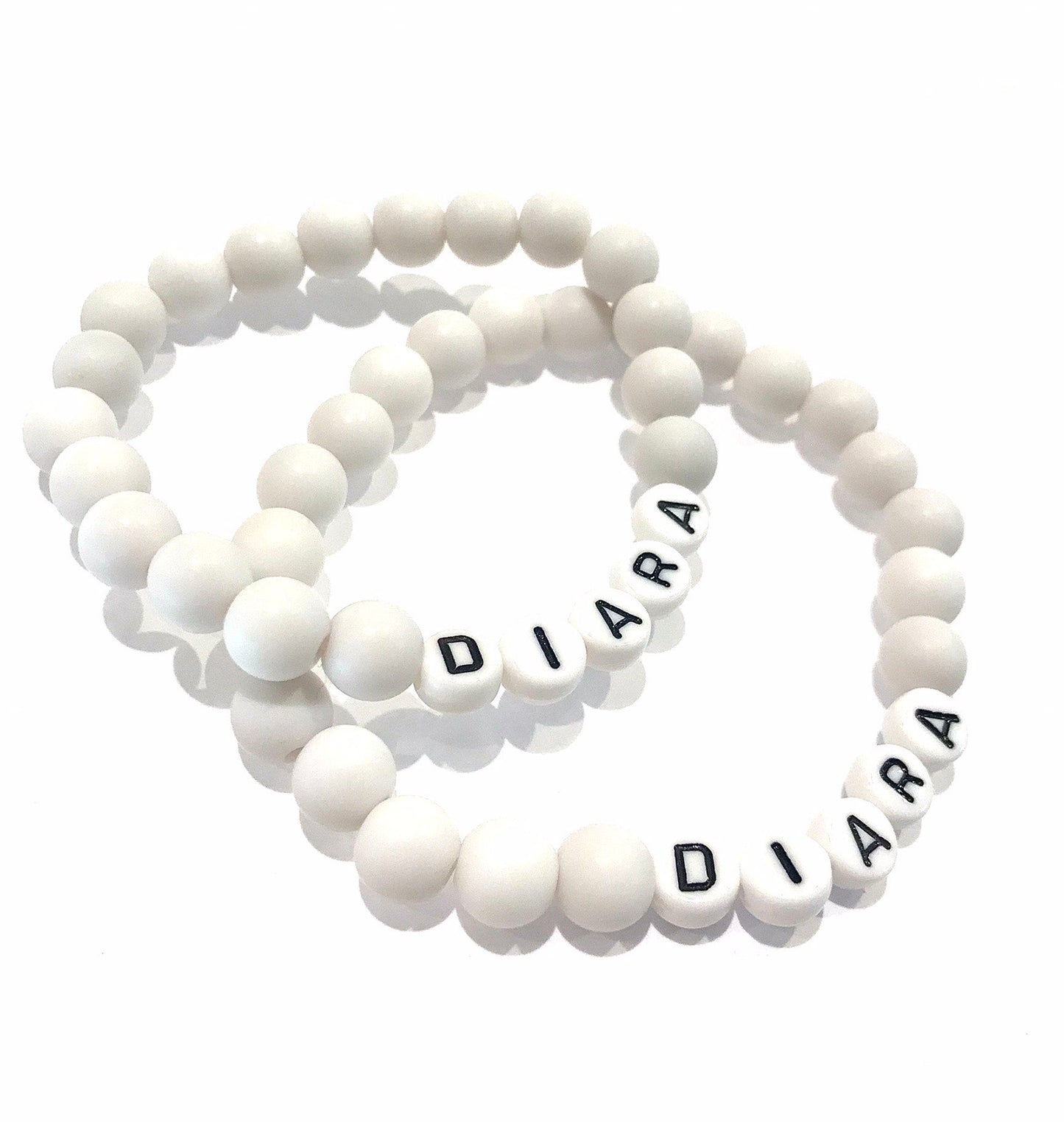 Náramky pre páry s menom biele 2 ks-Bracelets-DIARAfashion-DIARA.sk