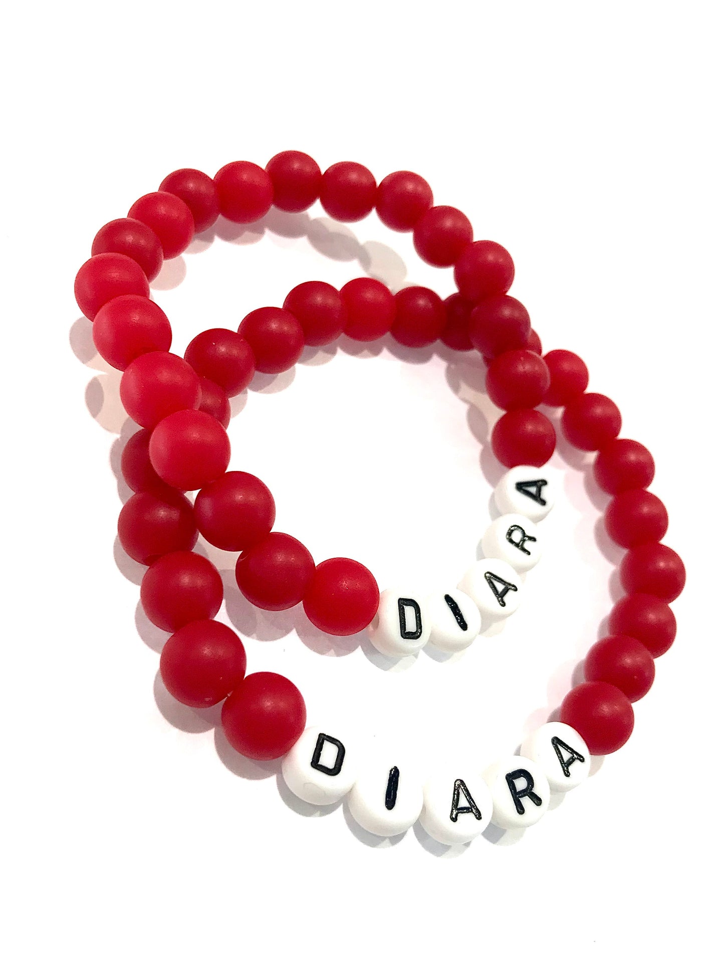 Náramky pre páry s menom červené korálky 2 ks-Bracelets-DIARAfashion-DIARA.sk