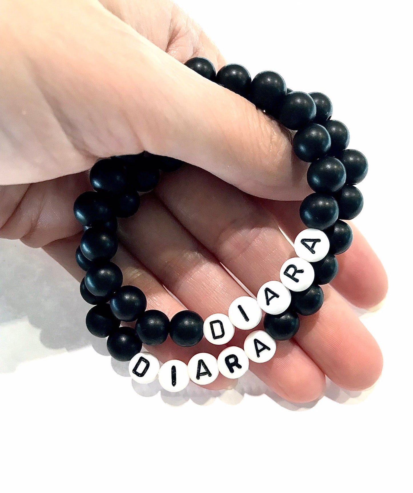 Náramky pre páry s menom čierne 2 ks-Bracelets-DIARAfashion-DIARA.sk